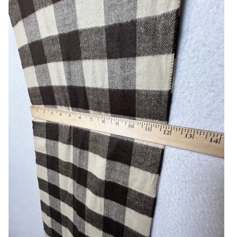 Unbranded Unisex Scarf 100% Cashmere OS Brown Buffalo Plaid Check Fringe Wrap